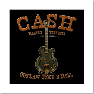 Cash outlaw rocknroll guitar Posters and Art